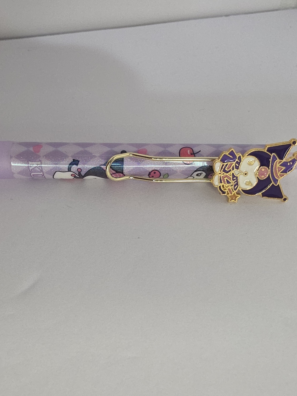 Cute Purple Character Enamel Clip Pen Accessory